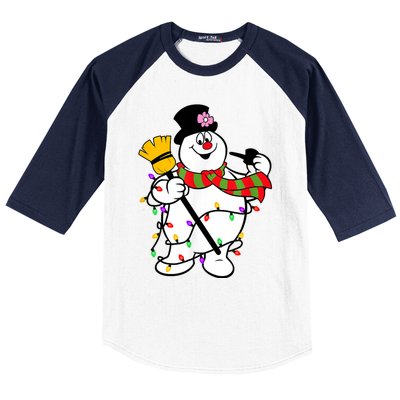 Cute Frosty Snowman Funny Christmas Snowmen Gifts For Family Baseball Sleeve Shirt