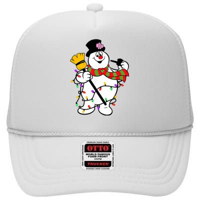 Cute Frosty Snowman Funny Christmas Snowmen Gifts For Family High Crown Mesh Back Trucker Hat