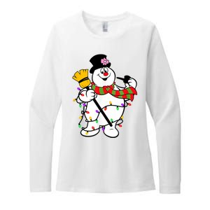 Cute Frosty Snowman Funny Christmas Snowmen Gifts For Family Womens CVC Long Sleeve Shirt