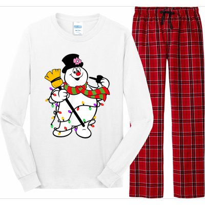 Cute Frosty Snowman Funny Christmas Snowmen Gifts For Family Long Sleeve Pajama Set