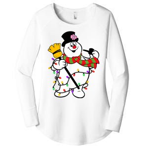 Cute Frosty Snowman Funny Christmas Snowmen Gifts For Family Women's Perfect Tri Tunic Long Sleeve Shirt