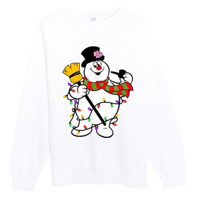 Cute Frosty Snowman Funny Christmas Snowmen Gifts For Family Premium Crewneck Sweatshirt