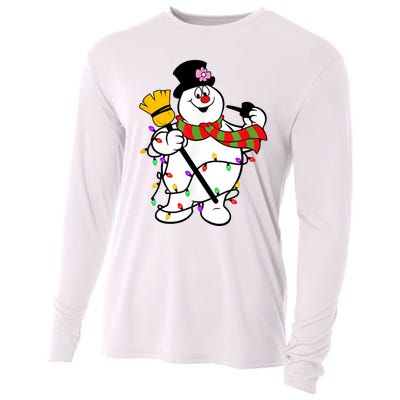 Cute Frosty Snowman Funny Christmas Snowmen Gifts For Family Cooling Performance Long Sleeve Crew