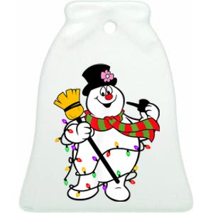 Cute Frosty Snowman Funny Christmas Snowmen Gifts For Family Ceramic Bell Ornament