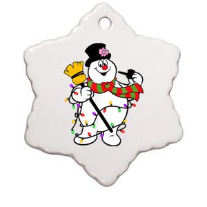 Cute Frosty Snowman Funny Christmas Snowmen Gifts For Family Ceramic Star Ornament