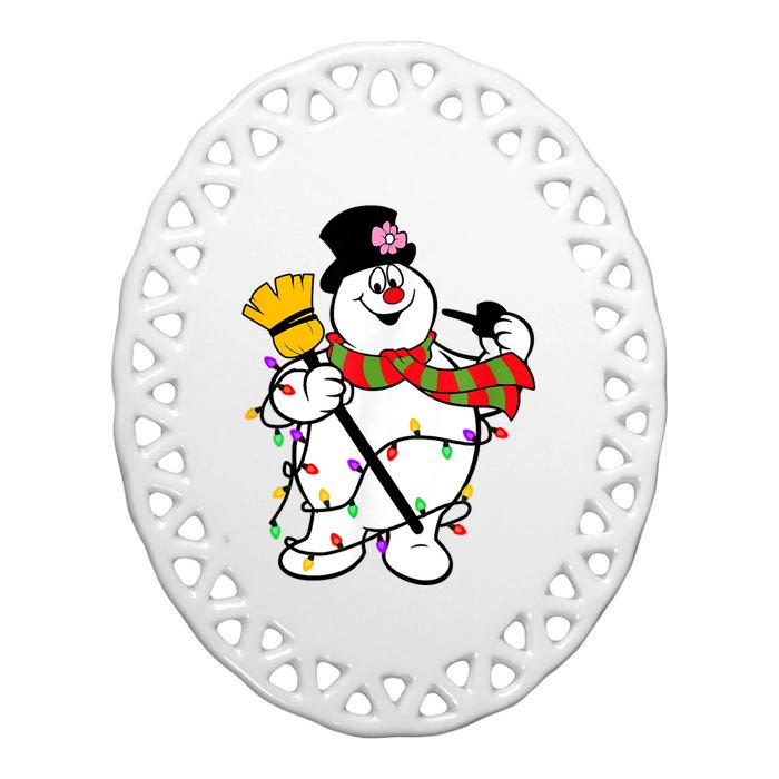 Cute Frosty Snowman Funny Christmas Snowmen Gifts For Family Ceramic Oval Ornament