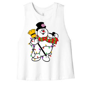 Cute Frosty Snowman Funny Christmas Snowmen Gifts For Family Women's Racerback Cropped Tank