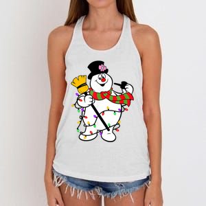 Cute Frosty Snowman Funny Christmas Snowmen Gifts For Family Women's Knotted Racerback Tank