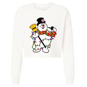 Cute Frosty Snowman Funny Christmas Snowmen Gifts For Family Cropped Pullover Crew