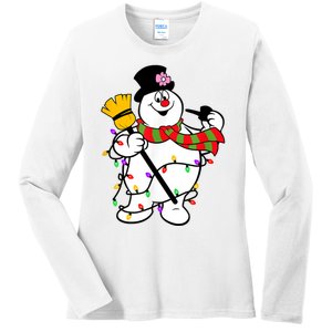 Cute Frosty Snowman Funny Christmas Snowmen Gifts For Family Ladies Long Sleeve Shirt