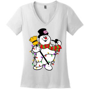 Cute Frosty Snowman Funny Christmas Snowmen Gifts For Family Women's V-Neck T-Shirt