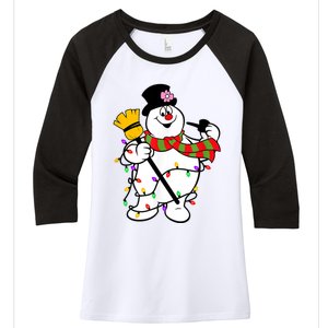 Cute Frosty Snowman Funny Christmas Snowmen Gifts For Family Women's Tri-Blend 3/4-Sleeve Raglan Shirt