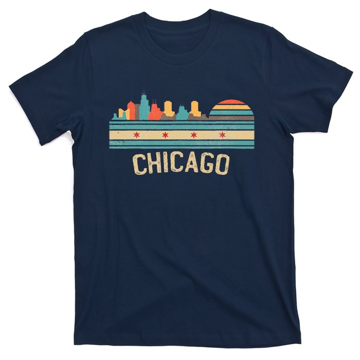 Chicago Flag Skyline Vintage Illinois City Retro Souvenir T-Shirt