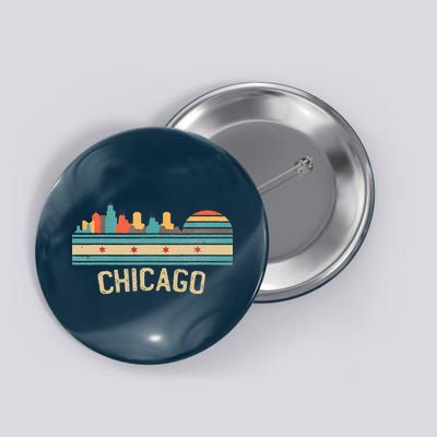 Chicago Flag Skyline Vintage Illinois City Retro Souvenir Button