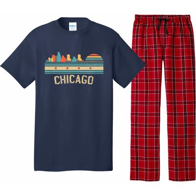 Chicago Flag Skyline Vintage Illinois City Retro Souvenir Pajama Set