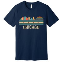 Chicago Flag Skyline Vintage Illinois City Retro Souvenir Premium T-Shirt