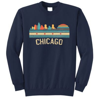 Chicago Flag Skyline Vintage Illinois City Retro Souvenir Tall Sweatshirt