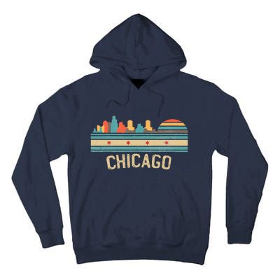 Chicago Flag Skyline Vintage Illinois City Retro Souvenir Tall Hoodie