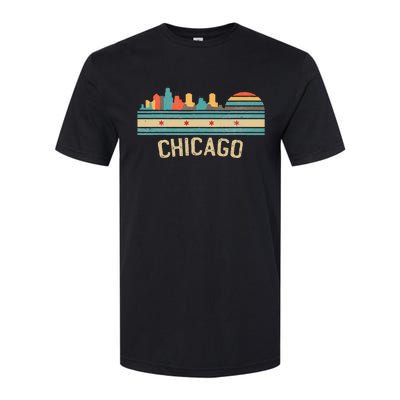 Chicago Flag Skyline Vintage Illinois City Retro Souvenir Softstyle CVC T-Shirt