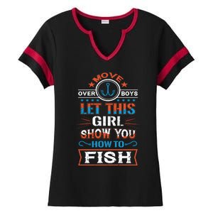 Cute Fisher Summer Family Vacation Camping Fishing Gift Ladies Halftime Notch Neck Tee