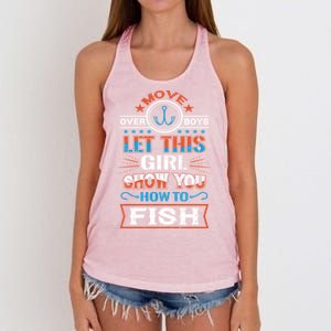 Cute Fisher Summer Family Vacation Camping Fishing Gift Women's Knotted Racerback Tank