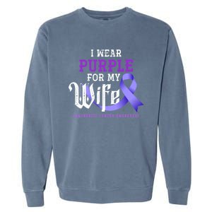 Cancer Fight Support Husband Gift Pancreatic Cancer Funny Gift Garment-Dyed Sweatshirt