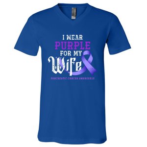 Cancer Fight Support Husband Gift Pancreatic Cancer Funny Gift V-Neck T-Shirt