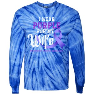 Cancer Fight Support Husband Gift Pancreatic Cancer Funny Gift Tie-Dye Long Sleeve Shirt