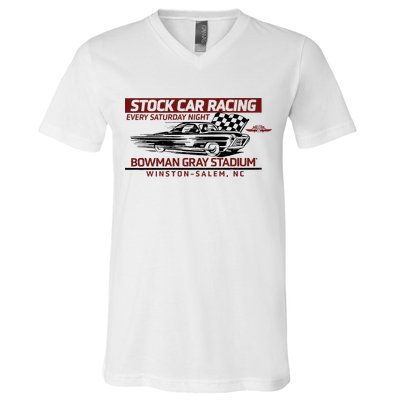 Checkered Flag Sports Tan Bowman Gray Stadium Clash Every Saturday Nigh V-Neck T-Shirt