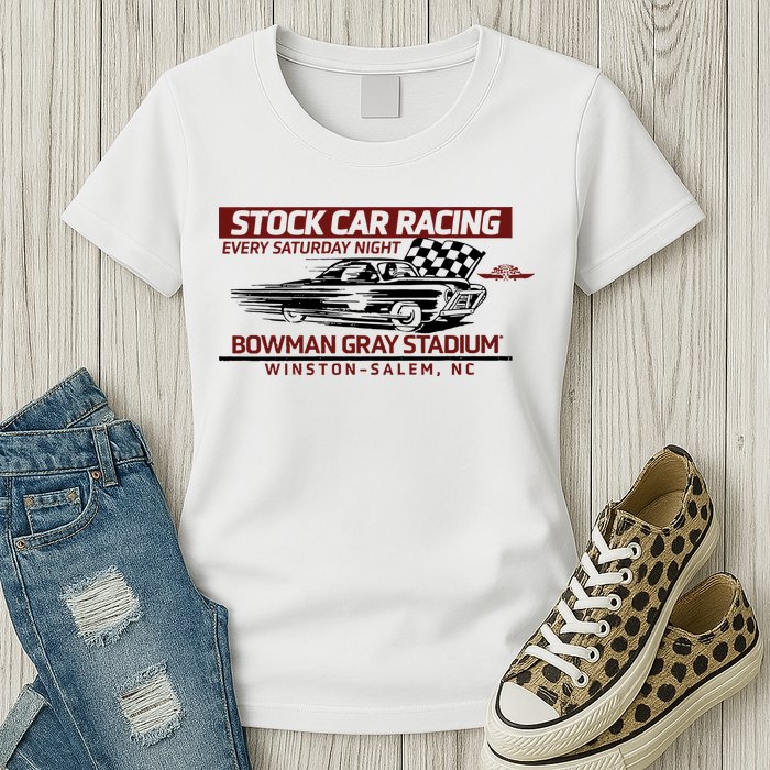 Checkered Flag Sports Tan Bowman Gray Stadium Clash Every Saturday Nigh Womens T-Shirt