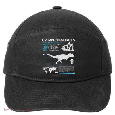 Carnotaurus Fact Sheet Dinosaur Facts 7-Panel Snapback Hat