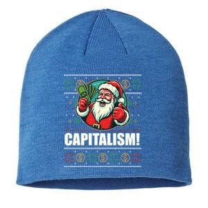 Capitalism! Funny Santa Claus Ugly Christmas Meme Gift Sustainable Beanie