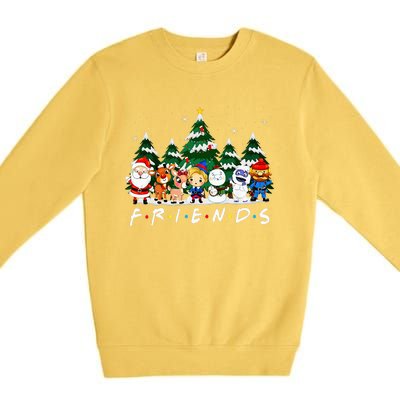 Christmas Friends Santa Rudolph Snowman Xmas Family Pajamas Premium Crewneck Sweatshirt