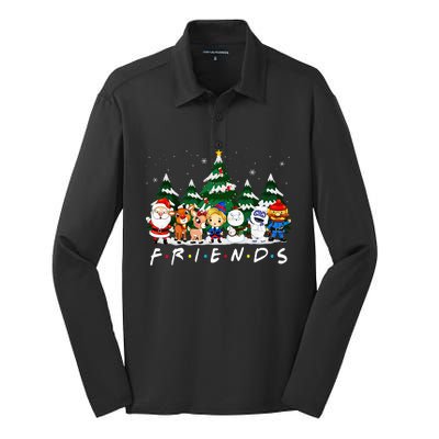 Christmas Friends Santa Rudolph Snowman Xmas Family Pajamas Silk Touch Performance Long Sleeve Polo