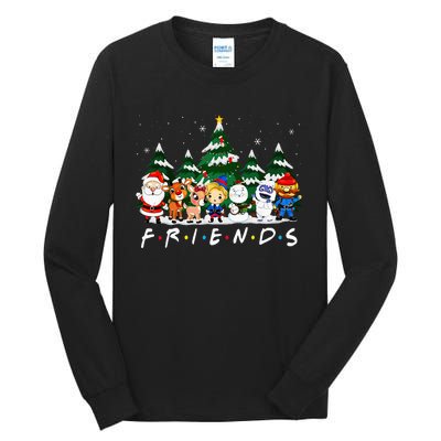 Christmas Friends Santa Rudolph Snowman Xmas Family Pajamas Tall Long Sleeve T-Shirt