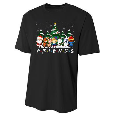 Christmas Friends Santa Rudolph Snowman Xmas Family Pajamas Performance Sprint T-Shirt