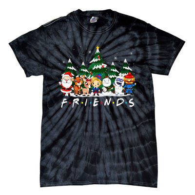 Christmas Friends Santa Rudolph Snowman Xmas Family Pajamas Tie-Dye T-Shirt