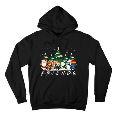 Christmas Friends Santa Rudolph Snowman Xmas Family Pajamas Tall Hoodie