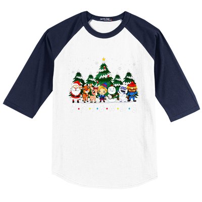 Christmas Friends Santa Rudolph Snowman Xmas Family Pajamas Baseball Sleeve Shirt