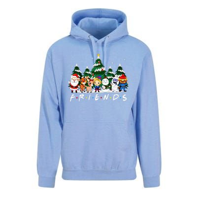 Christmas Friends Santa Rudolph Snowman Xmas Family Pajamas Unisex Surf Hoodie