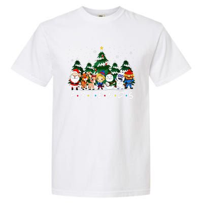 Christmas Friends Santa Rudolph Snowman Xmas Family Pajamas Garment-Dyed Heavyweight T-Shirt