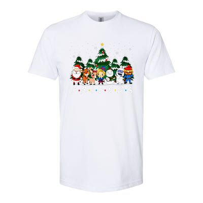 Christmas Friends Santa Rudolph Snowman Xmas Family Pajamas Softstyle CVC T-Shirt