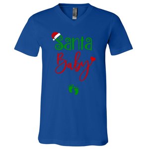 Christmas Funny Santa New Mama Pregnancy Announcet Gift V-Neck T-Shirt