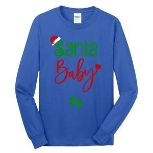 Christmas Funny Santa New Mama Pregnancy Announcet Gift Tall Long Sleeve T-Shirt