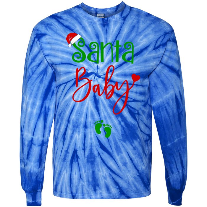 Christmas Funny Santa New Mama Pregnancy Announcet Gift Tie-Dye Long Sleeve Shirt