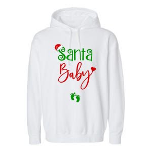 Christmas Funny Santa New Mama Pregnancy Announcet Gift Garment-Dyed Fleece Hoodie