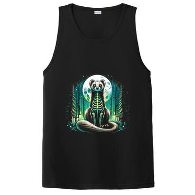 Cool Ferret Skeleton Halloween Christmas Birthday PosiCharge Competitor Tank