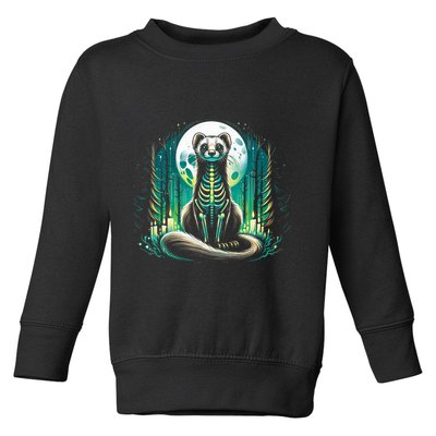 Cool Ferret Skeleton Halloween Christmas Birthday Toddler Sweatshirt