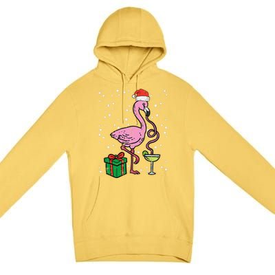 Christmas Flamingo Santa Tropical Xmas Vacation Funny Funny Premium Pullover Hoodie