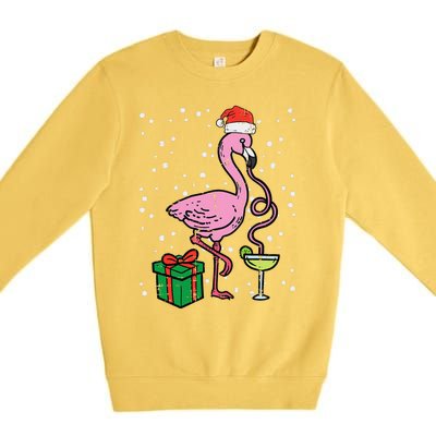 Christmas Flamingo Santa Tropical Xmas Vacation Funny Funny Premium Crewneck Sweatshirt